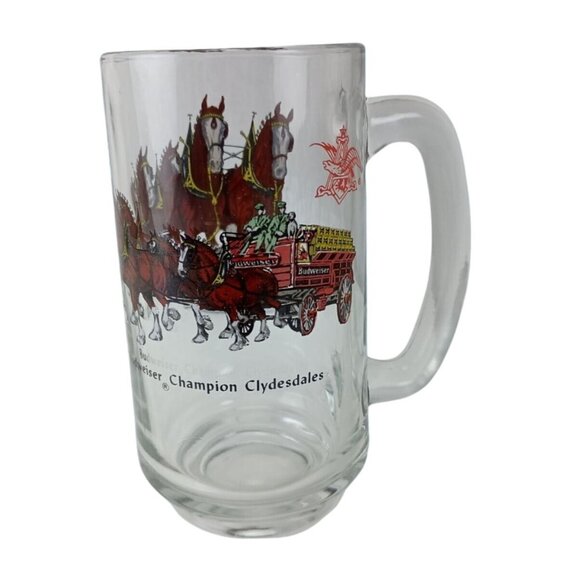 Budweiser Other - Budweiser Champion Clydesdales Horses Wagon Glass Beer Mug Vintage